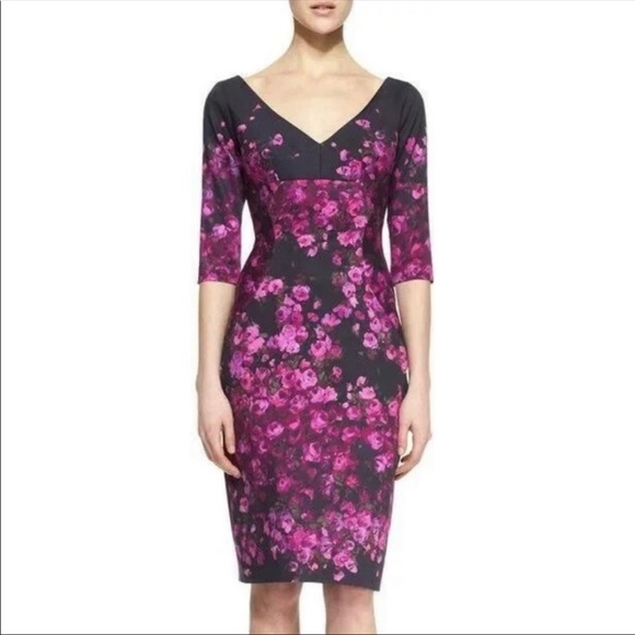 LELA ROSE Half-Sleeve watercolor Floral-print dress size 6 - Picture 2 of 12